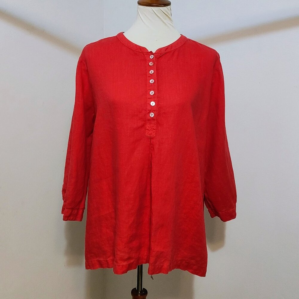 Allen Allen Red Linen Pullover XL